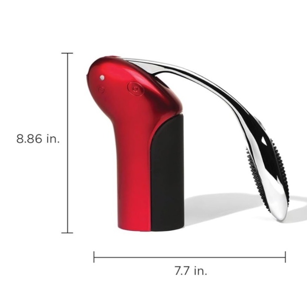 Rabbit Vertical Lever Corkscrew Wine Opener Red Chrome with Foil Cutter and Base - Picture 10 of 10